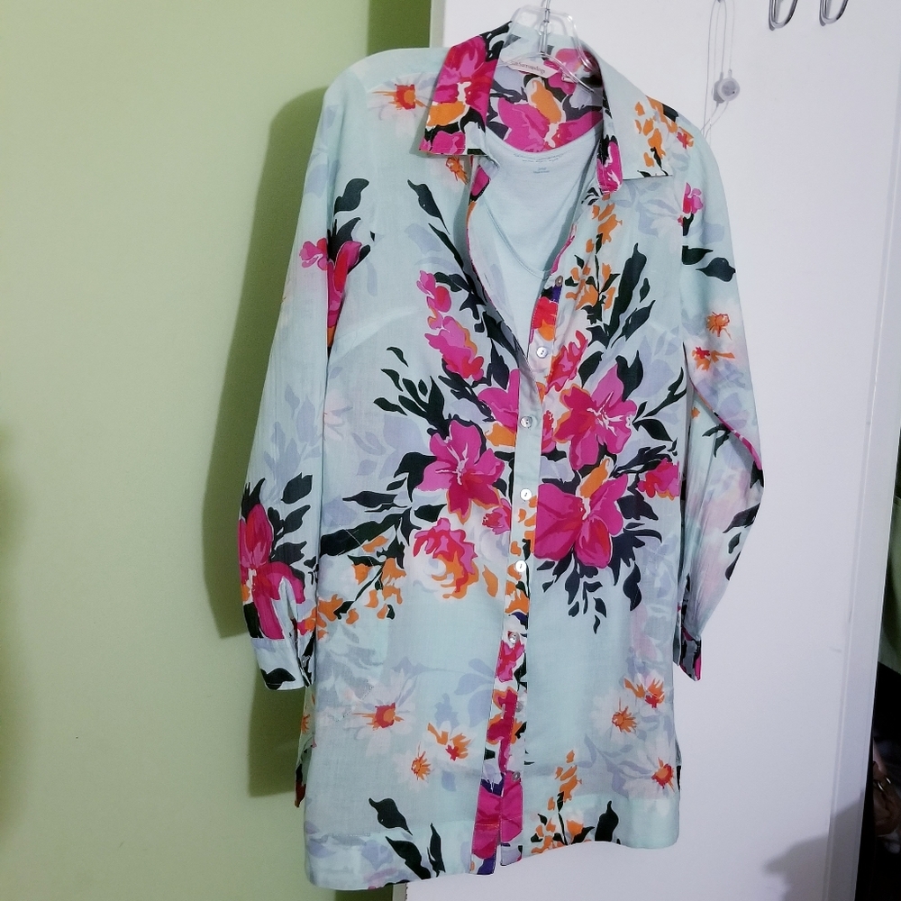 Soft Surroundings Women's Two Piece Day Lily Tunic Top Size S